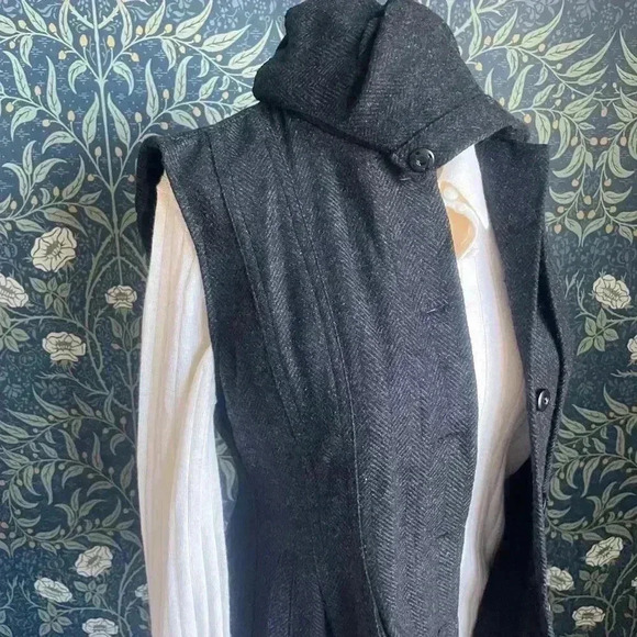 Anthropologie Current Air Grey Herringbone Peplum Jacket - Picture 6 of 15